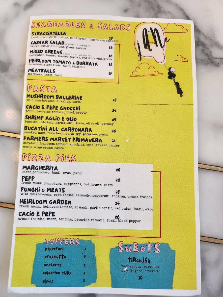 Menu Jane Q-2