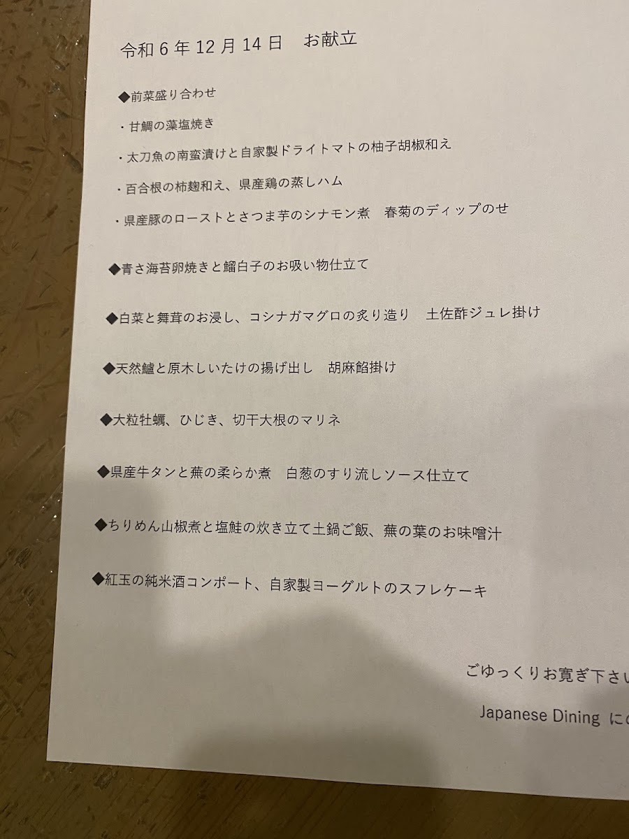 Menu Japanese Dining にの-2