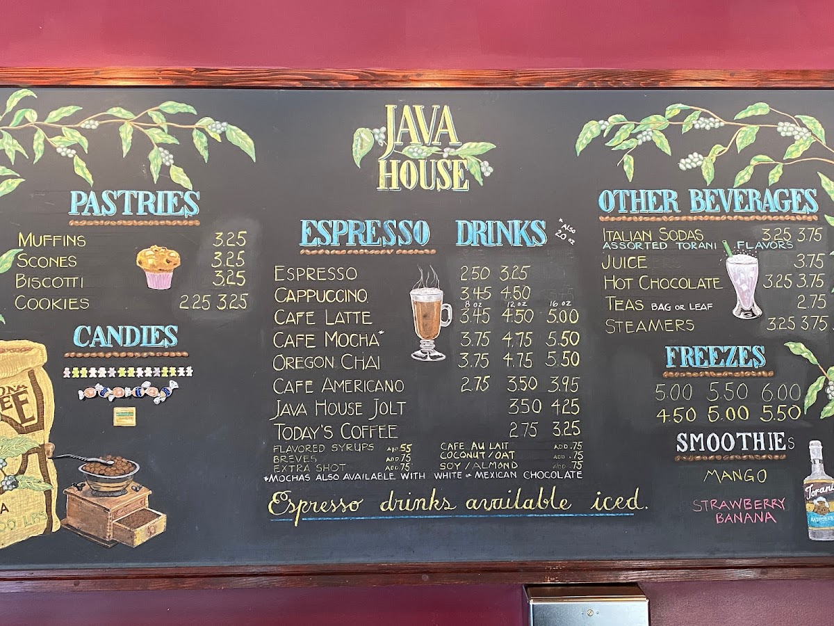 Menu Java House Inc-1