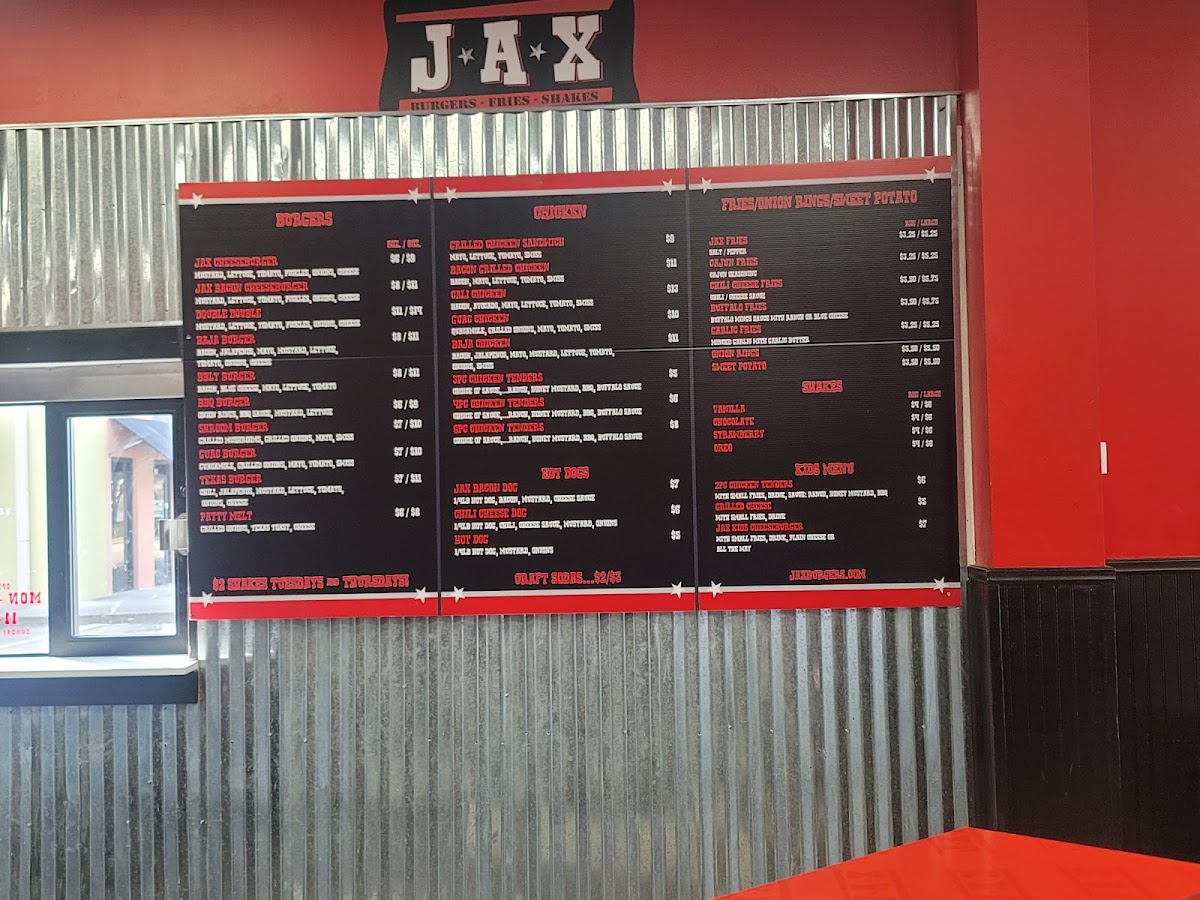 Menu Jax Burgers Fries & Shakes-1