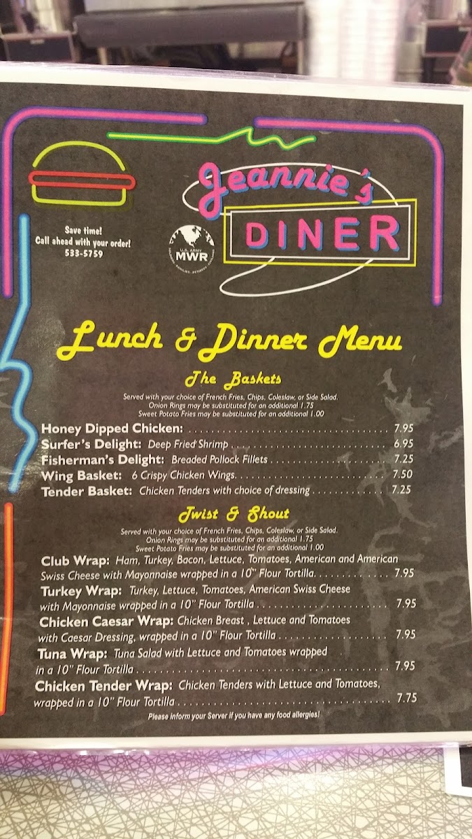 Menu Jeannie's Diner-10