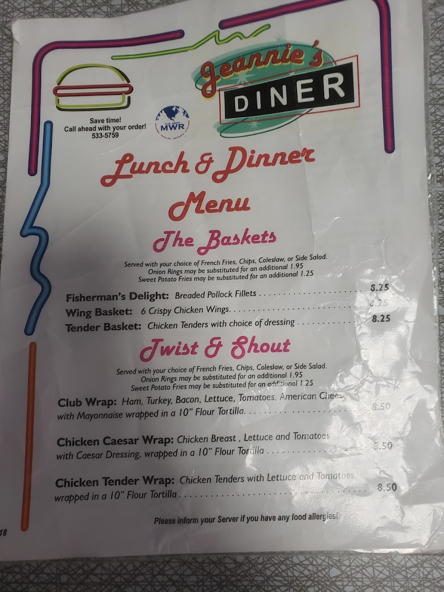 Menu Jeannie's Diner-5