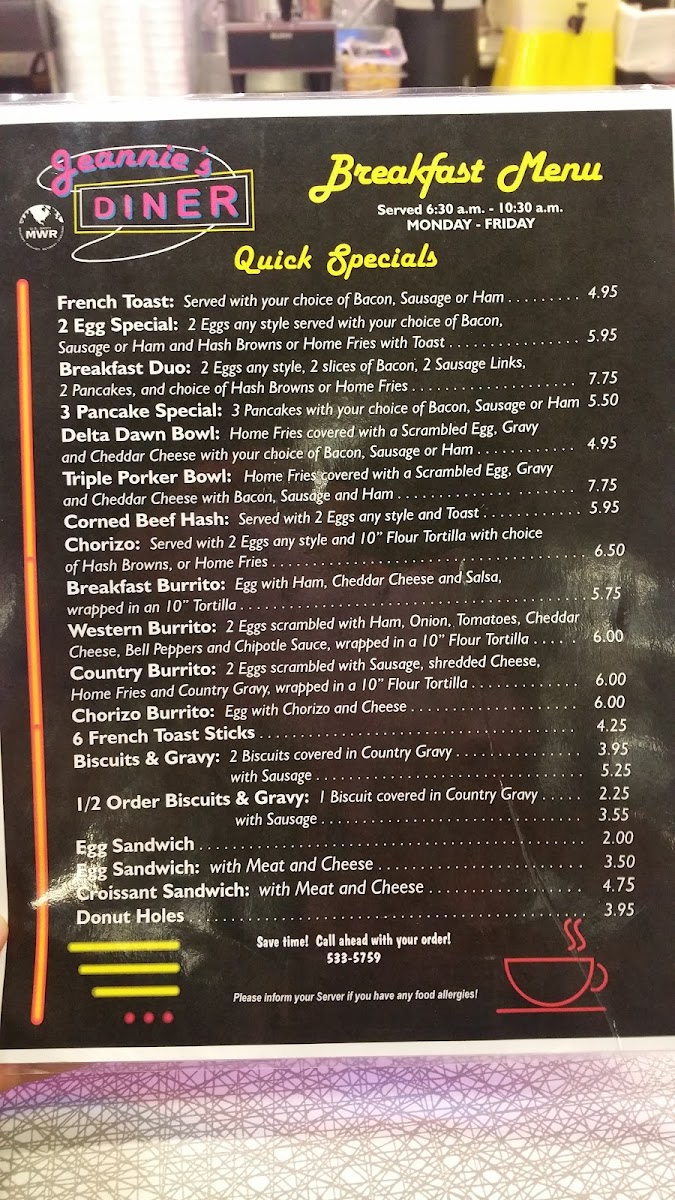 Menu Jeannie's Diner-9