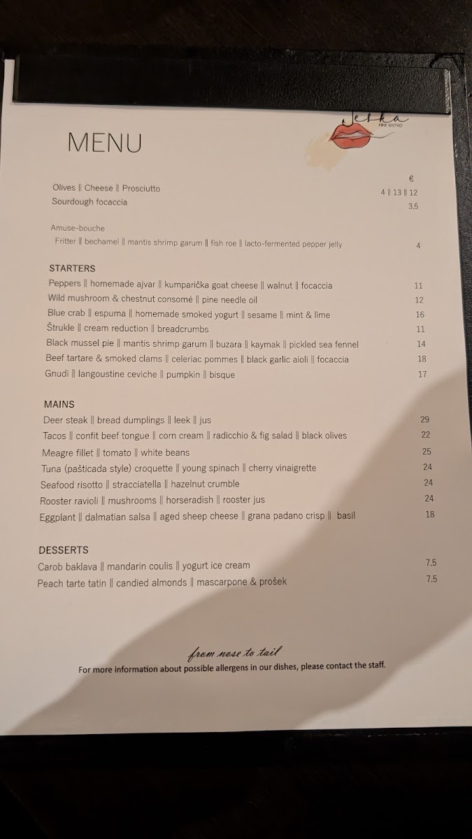 Menu Ješka Fine Bistro | Restaurant Makarska-1