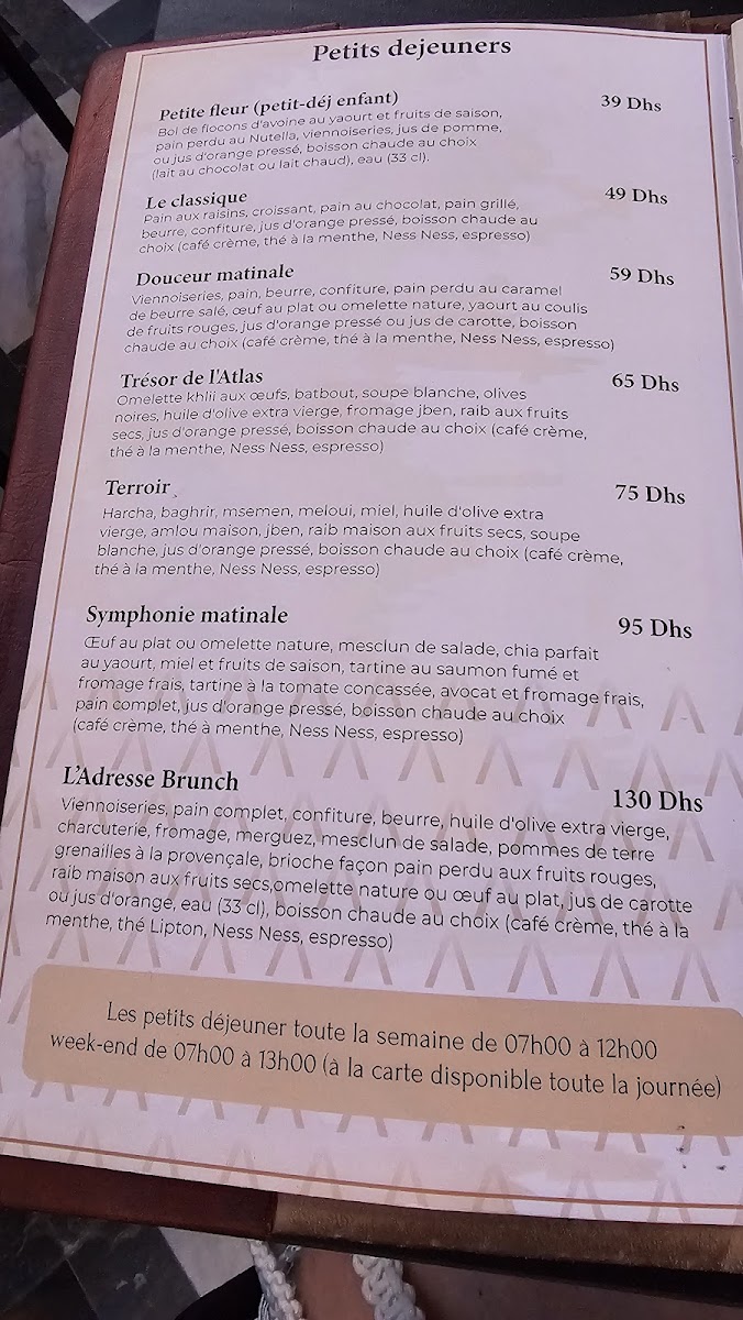 Menu Jemaa Al Fna - Groupe L'adresse - Cafe & Restaurants Marrakech-1
