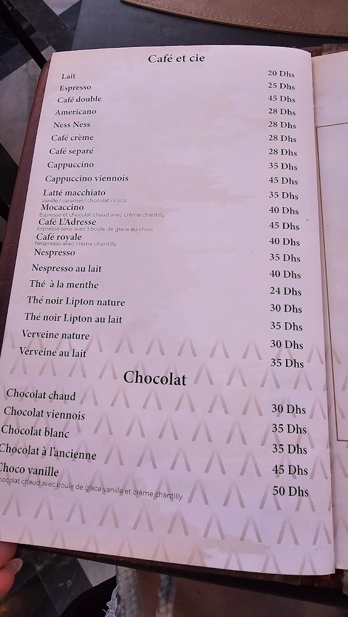 Menu Jemaa Al Fna - Groupe L'adresse - Cafe & Restaurants Marrakech-8