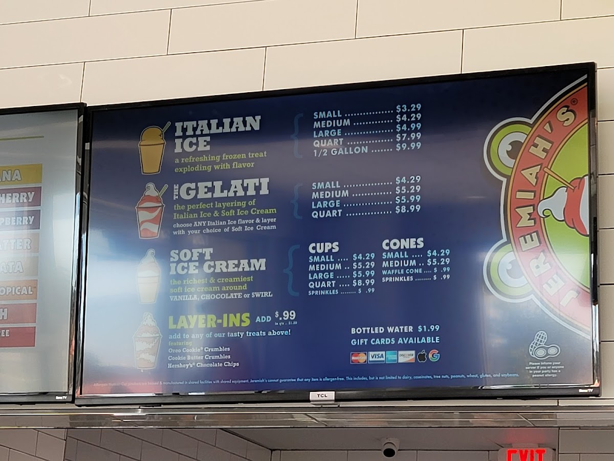Menu Jeremiah's Italian Ice-1