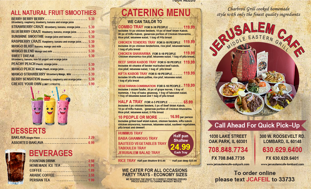 Menu Jerusalem Cafe - Restaurant And Grill - Lombard-2