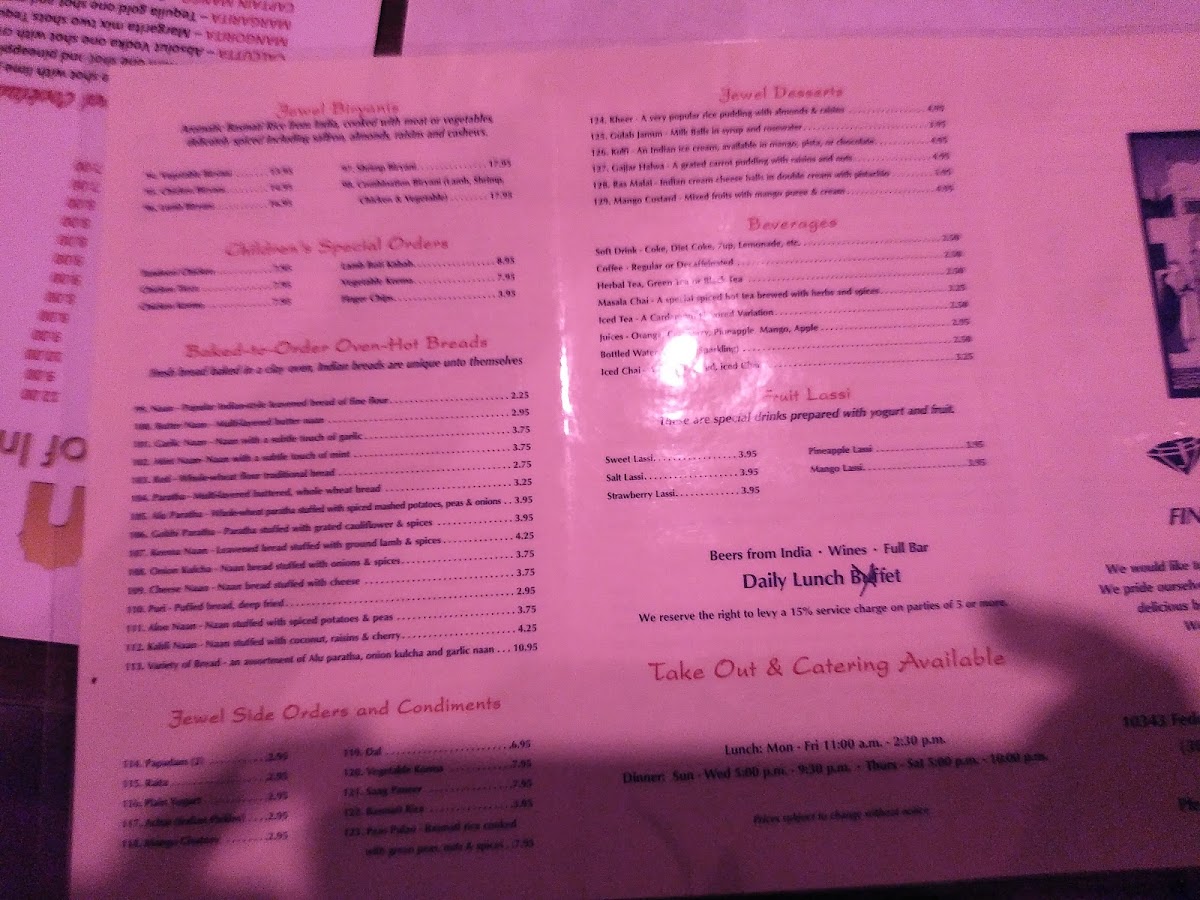 Menu Jewel Of India Restaurant & Bar-10