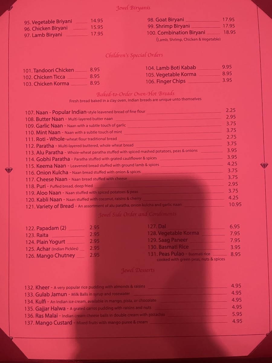Menu Jewel Of India Restaurant & Bar-2