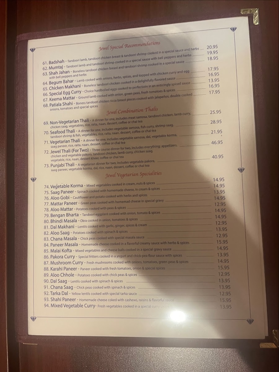 Menu Jewel Of India Restaurant & Bar-8