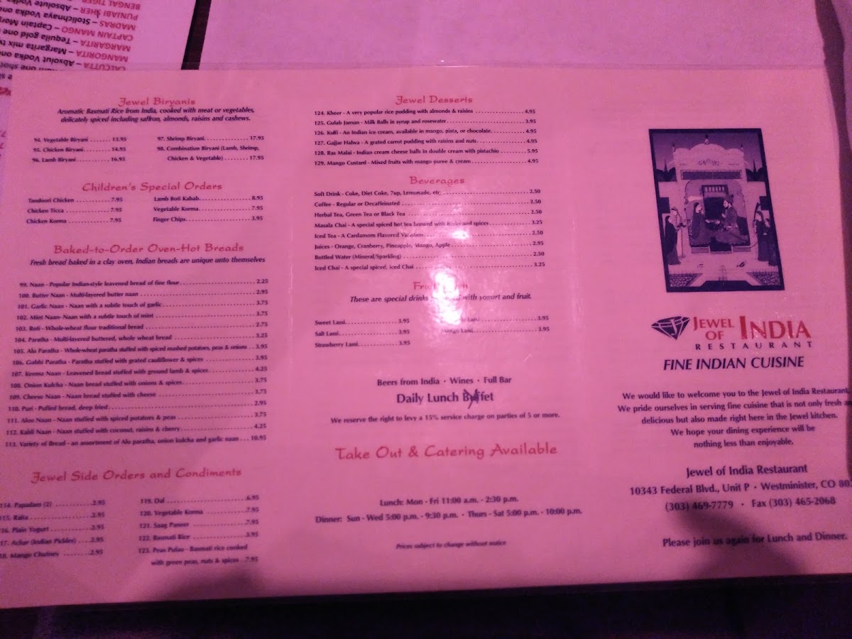 Menu Jewel Of India Restaurant & Bar-9