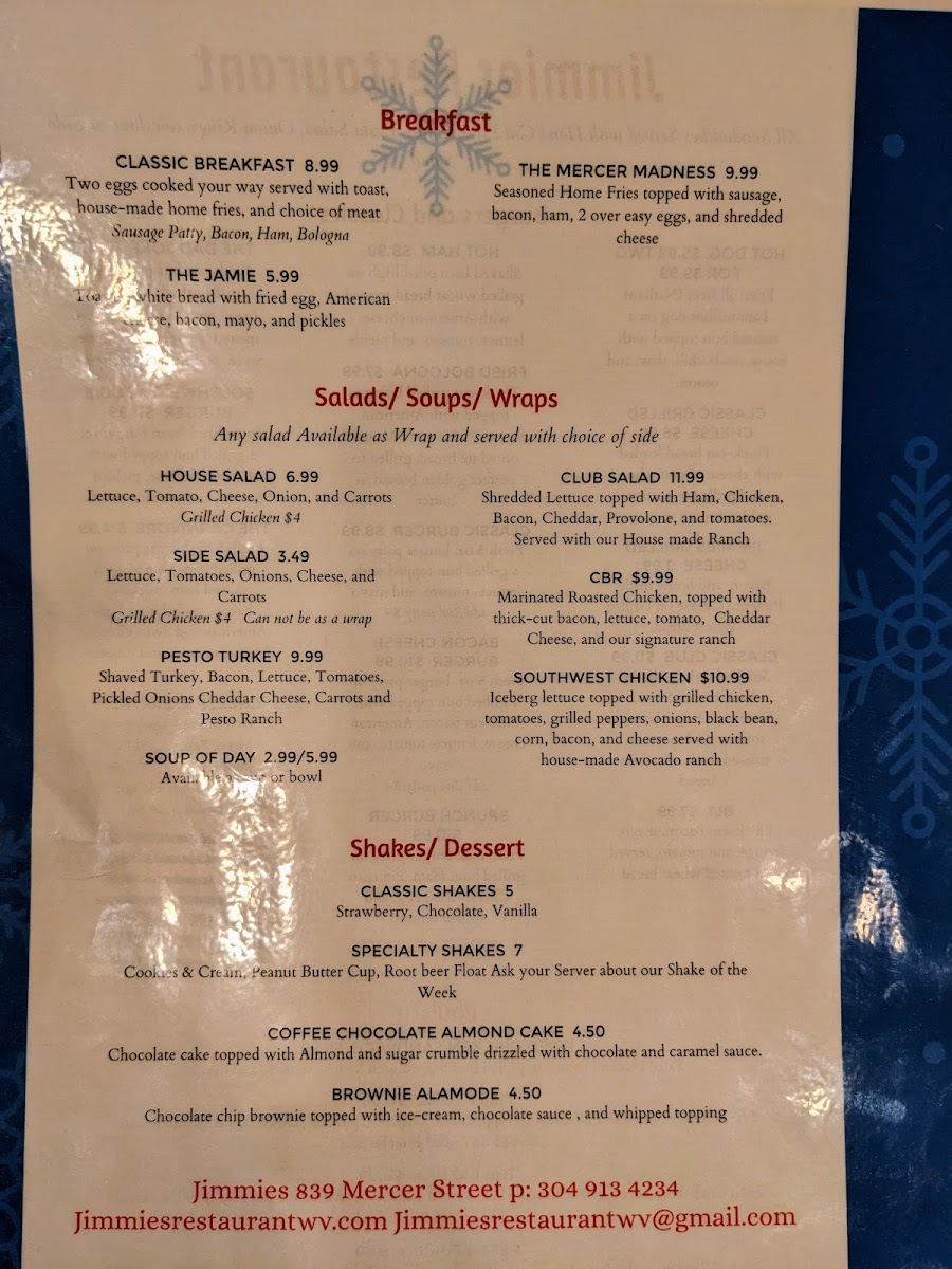 Menu Jimmies Restaurant-1