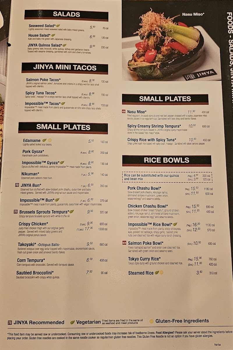 Menu Jinya Ramen Bar - Fairfax-1