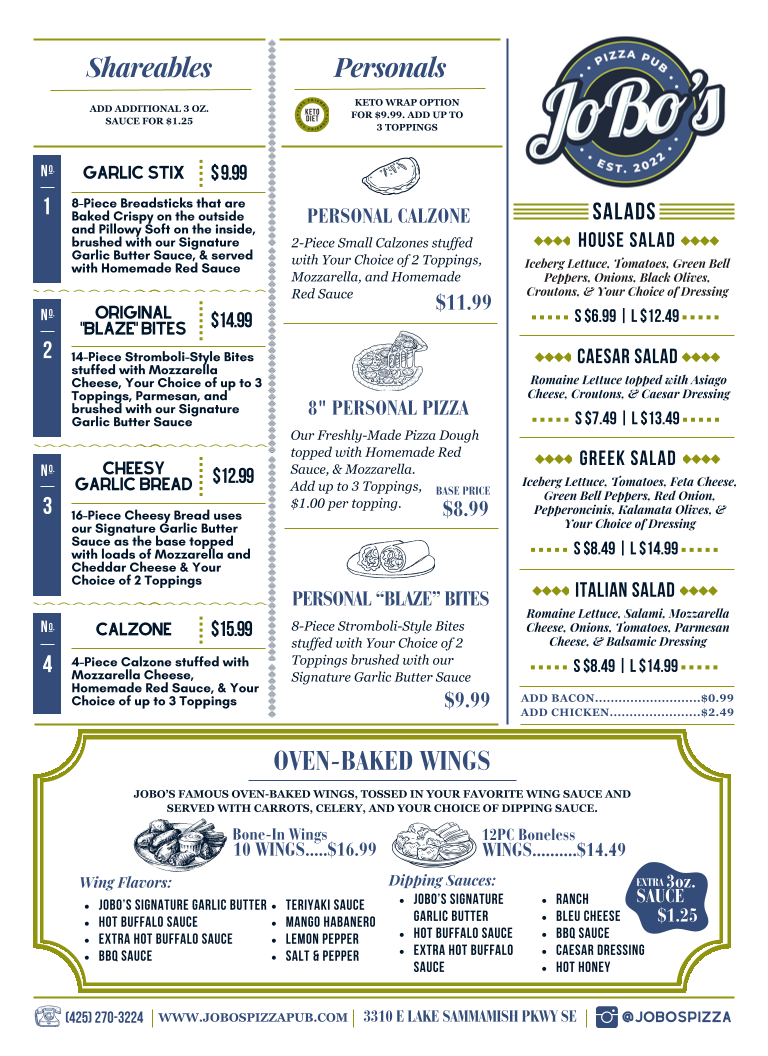 Menu Jobo's Pizza Pub-1