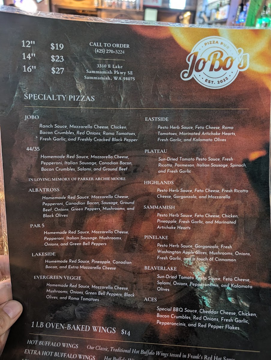 Menu Jobo's Pizza Pub-8