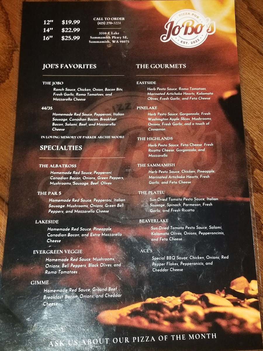 Menu Jobo's Pizza Pub-9
