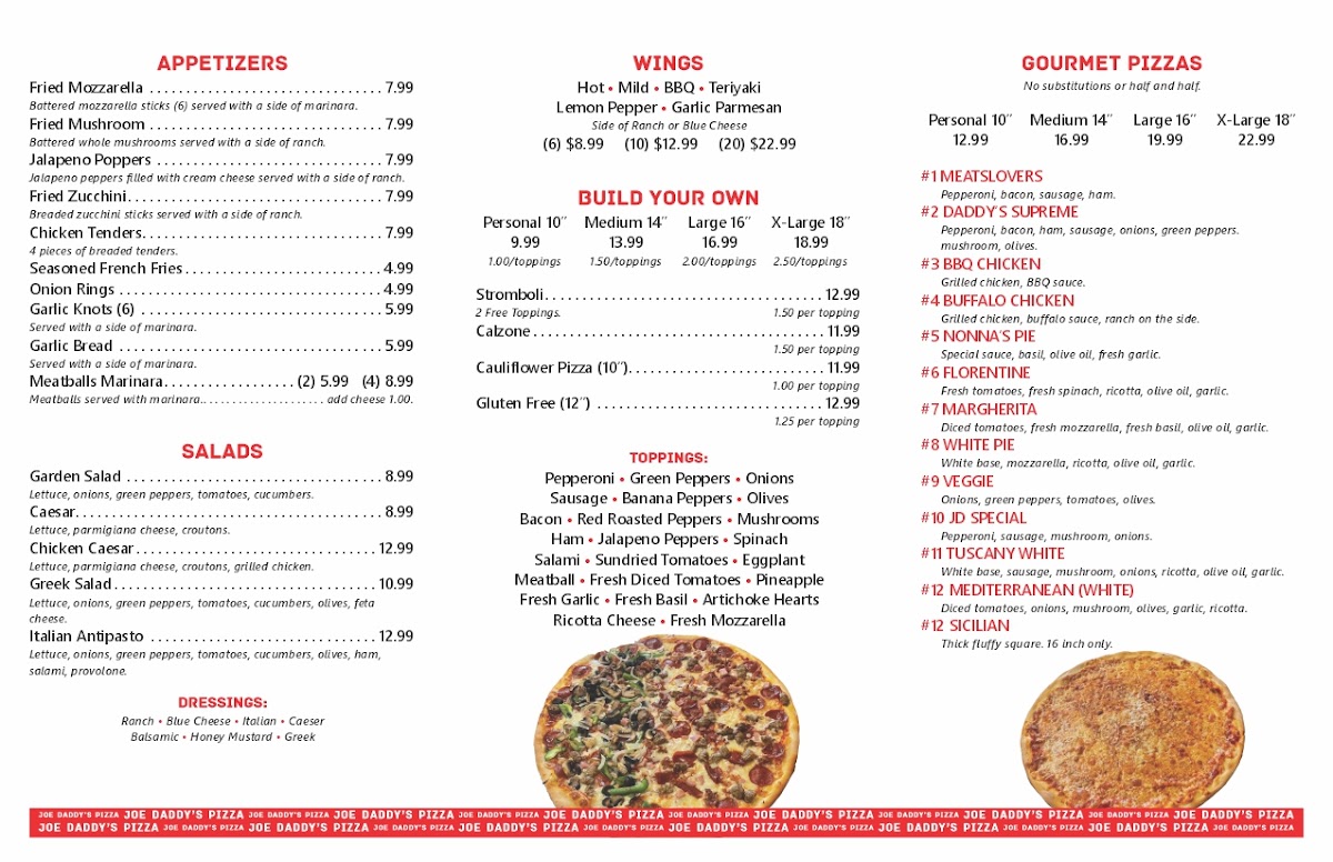 Menu Joe Daddy's Pizza-1