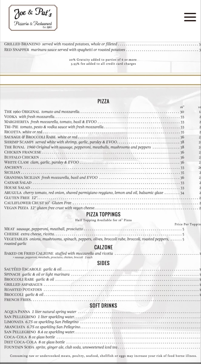 Menu Joe & Pat's Nyc-1