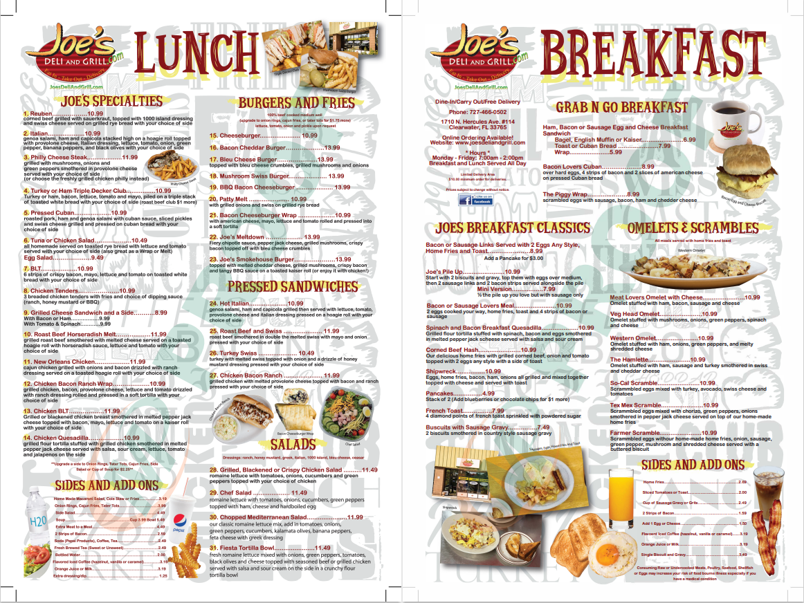 Menu Joe's Deli And Grill-1