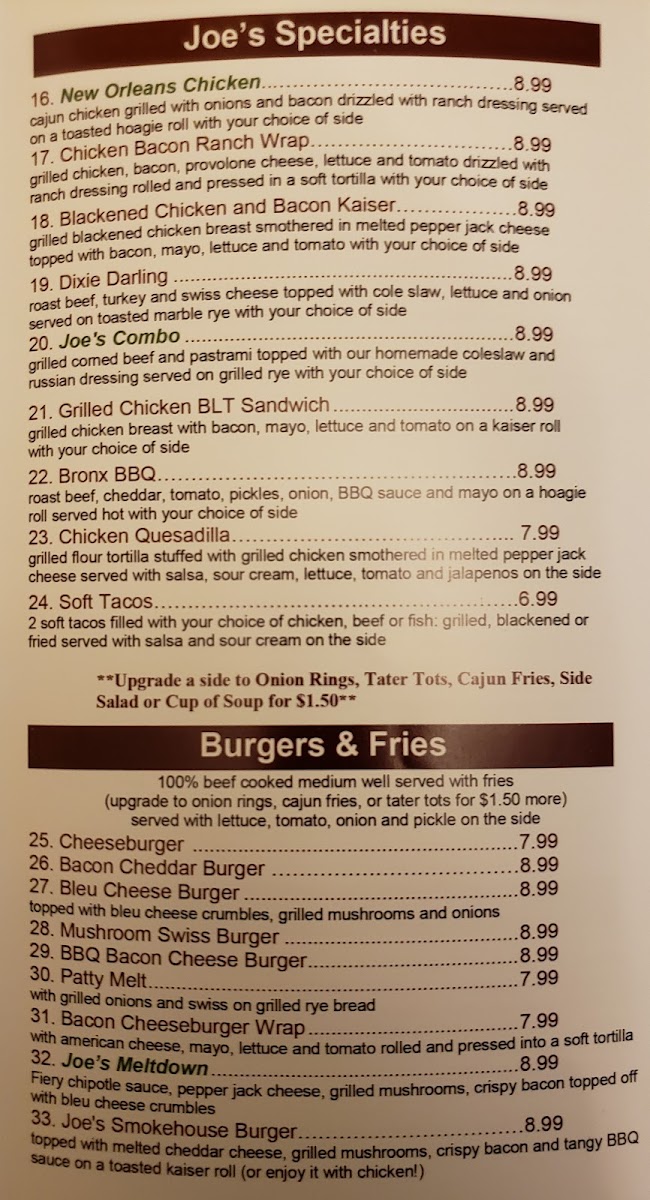 Menu Joe's Deli And Grill-7