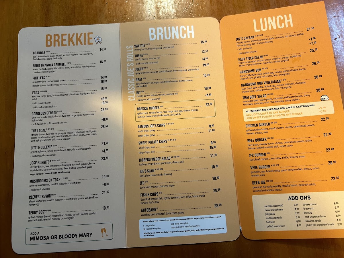 Menu Joe's Garage Palmerston North-1