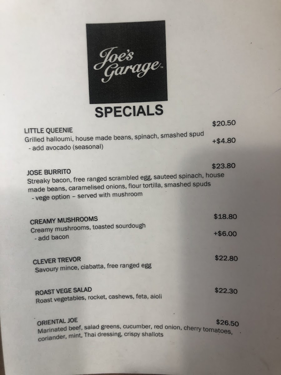 Menu Joe's Garage Palmerston North-6