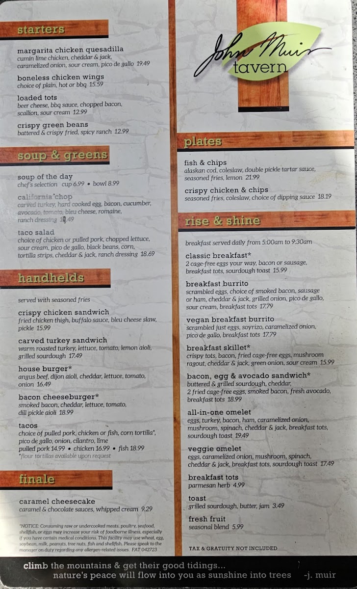 Menu John Muir Tavern-3