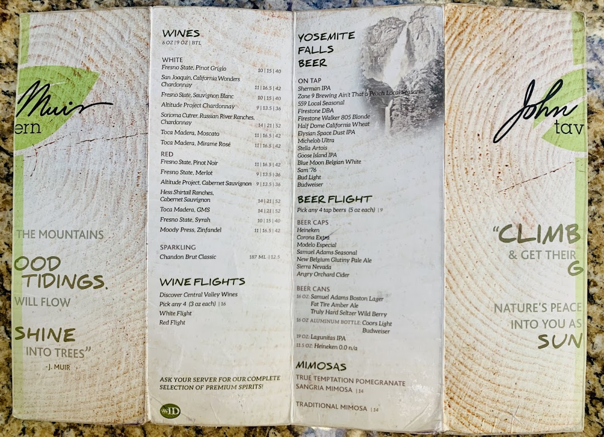 Menu John Muir Tavern-5