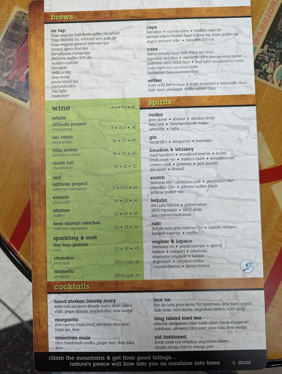 Menu John Muir Tavern-9