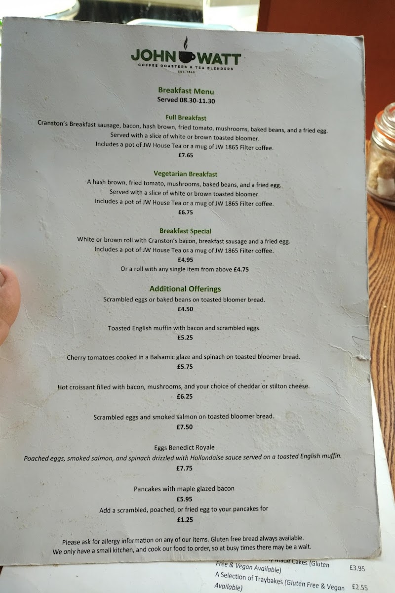 Menu John Watt And Son-1