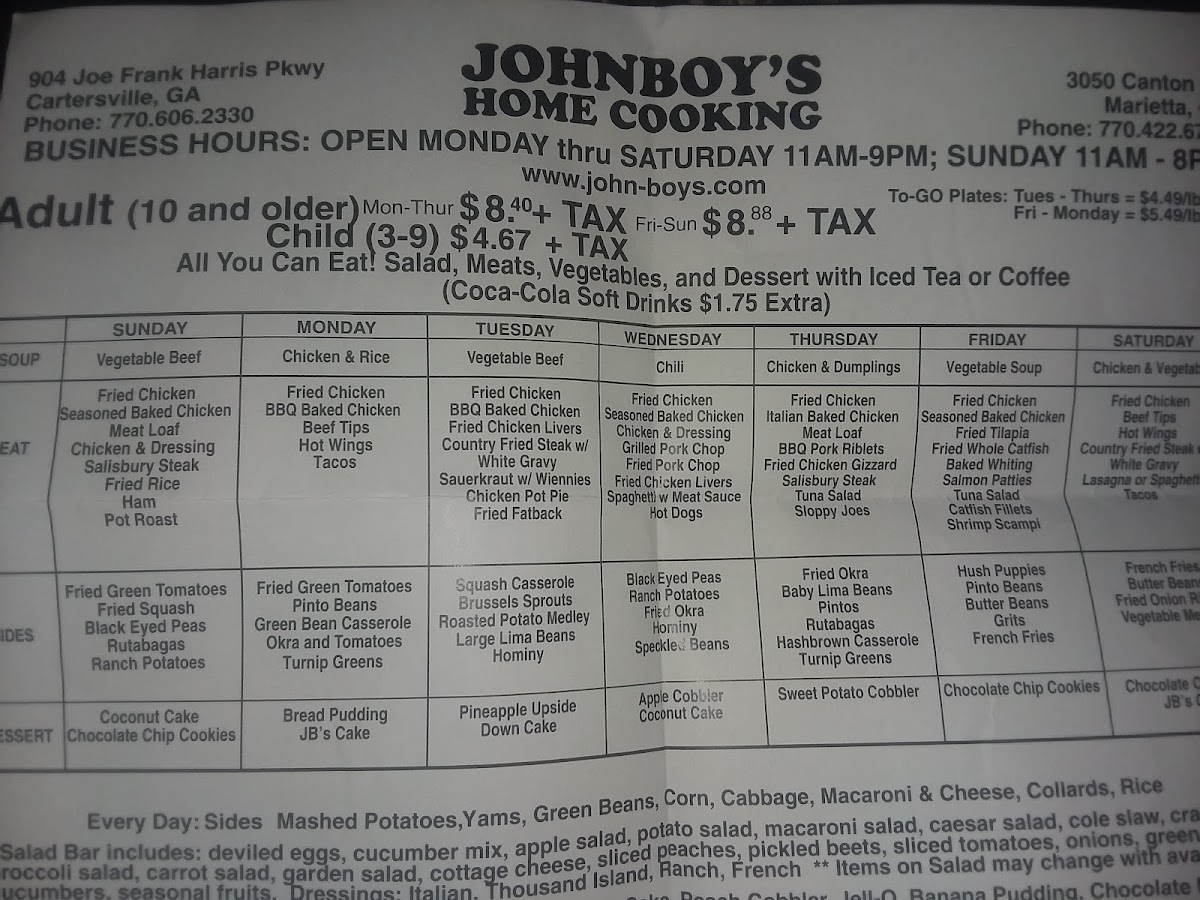Menu Johnboy's Home Cooking-2
