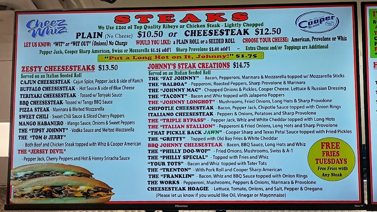 Menu Johnny Longhots Steaks & Pizza - Voorhees, Nj-2