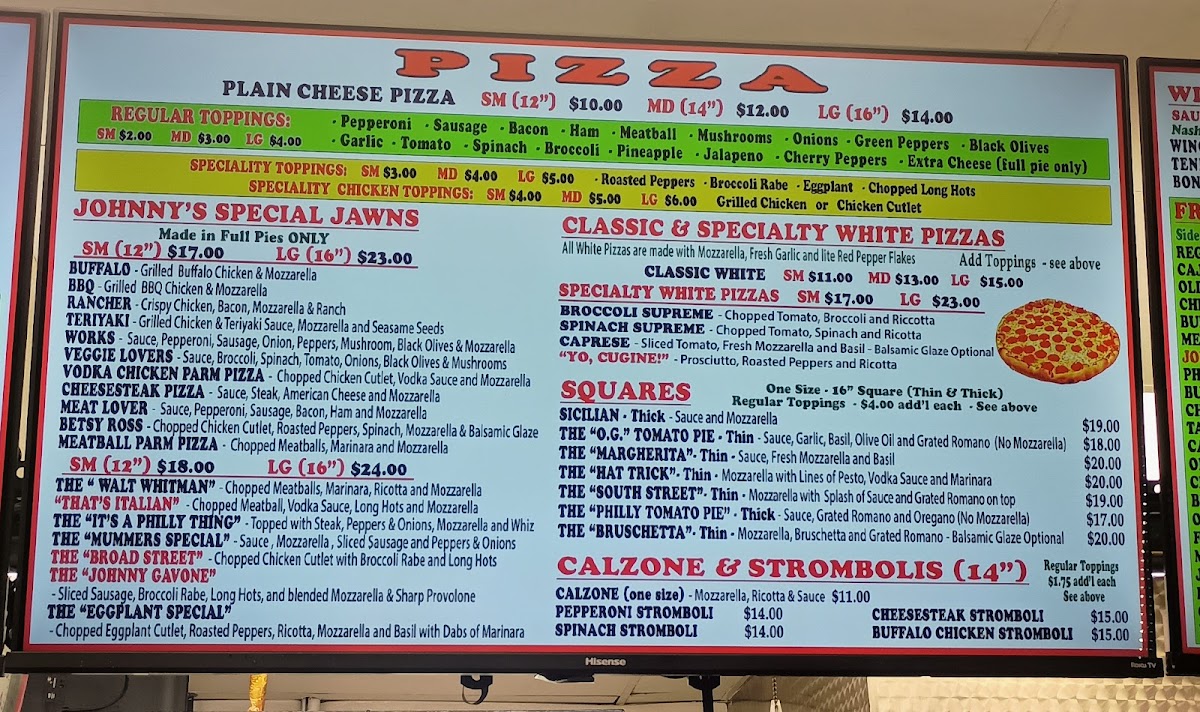 Menu Johnny Longhots Steaks & Pizza - Voorhees, Nj-4