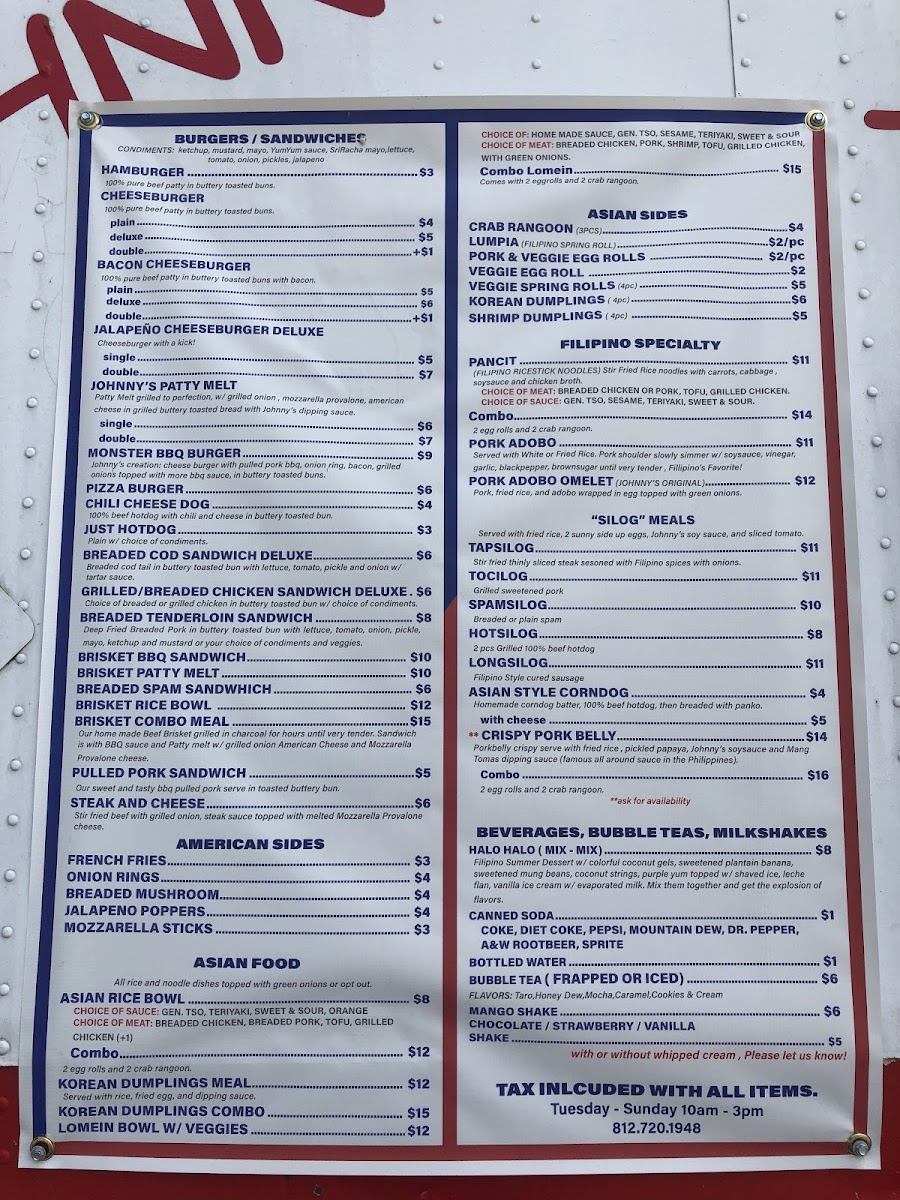 Menu Johnny’S Grub To Go-7