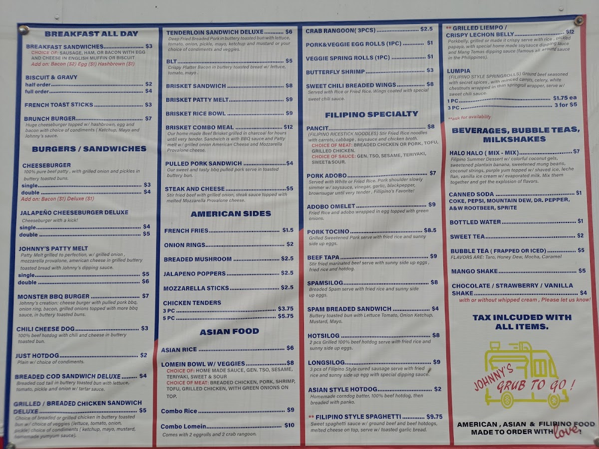 Menu Johnny’S Grub To Go-8