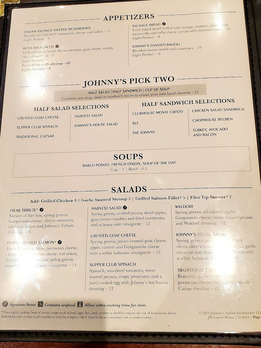 Menu Johnny's Italian Steakhouse-8