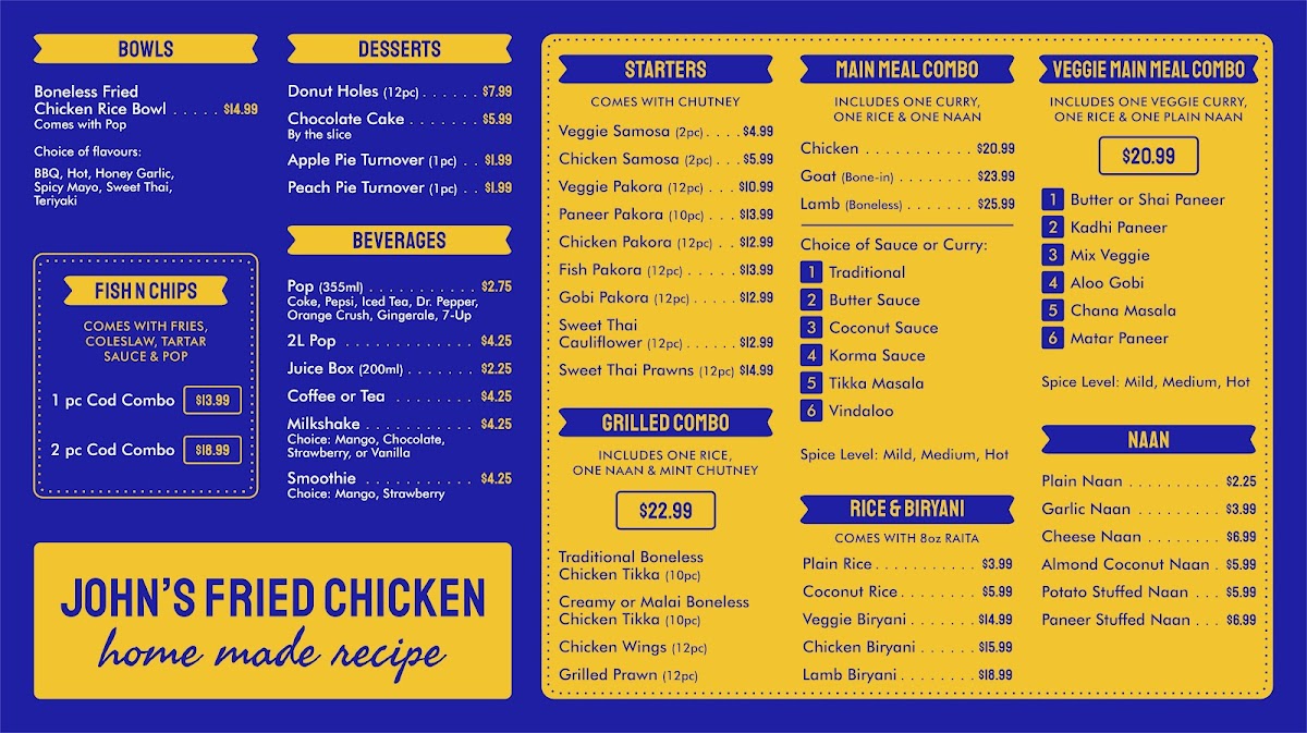 Menu John's Fried Chicken Chilliwack-2