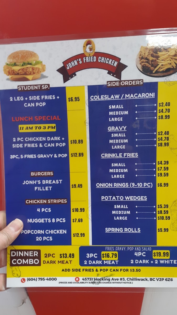 Menu John's Fried Chicken Chilliwack-5