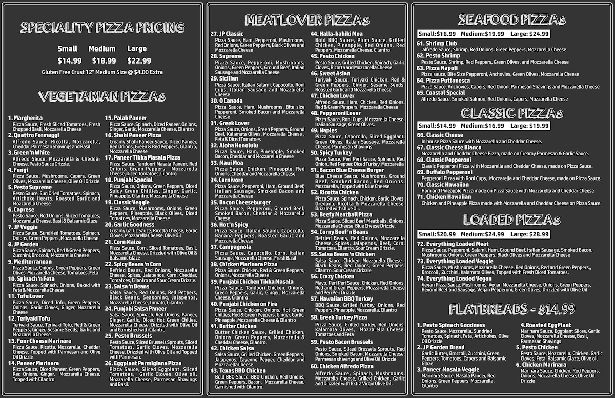 Menu John's Pan Pizza, Steveston Village (Richmond, Bc)-1