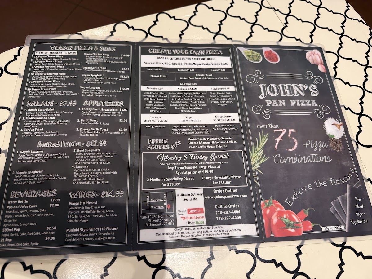Menu John's Pan Pizza, Steveston Village (Richmond, Bc)-3