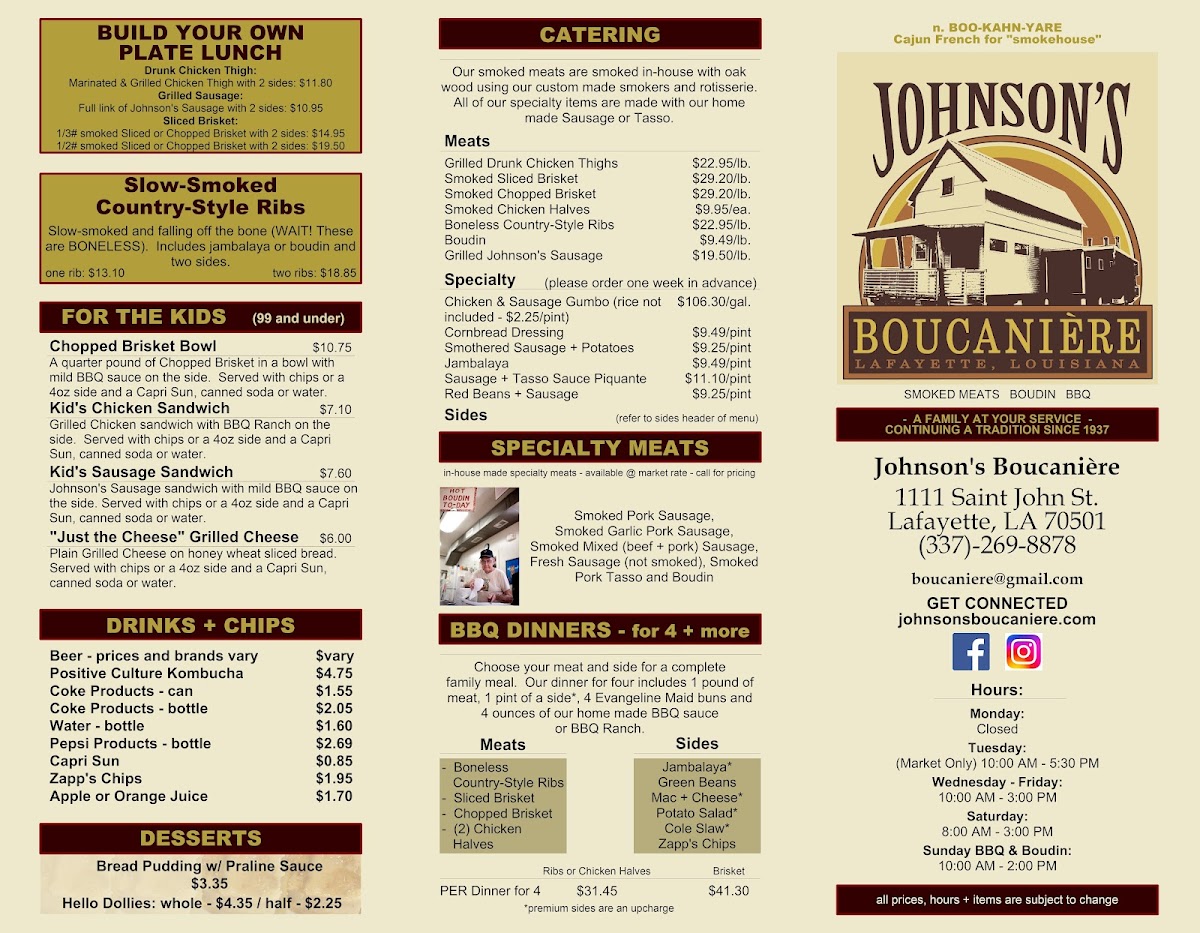 Menu Johnson's Boucanière-2