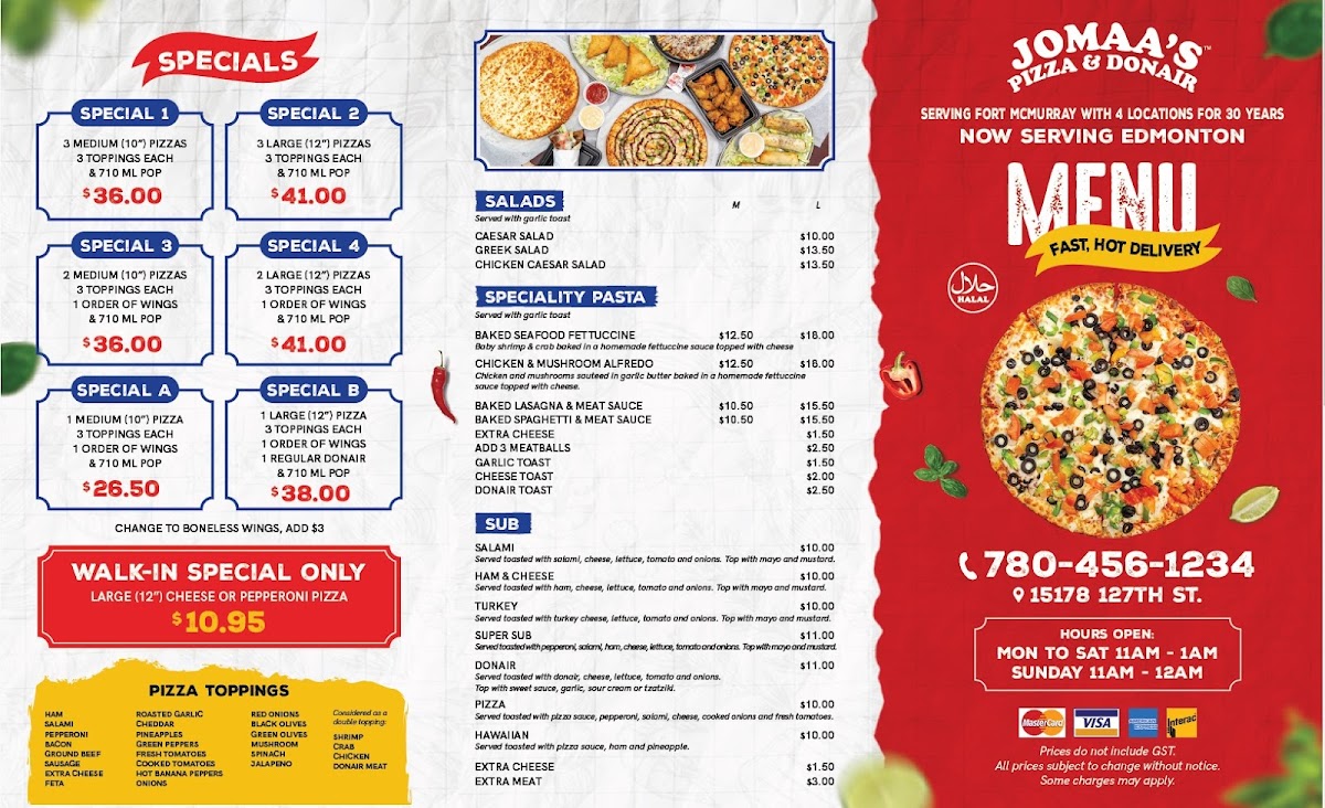 Menu Jomaa's Pizza & Donair-1