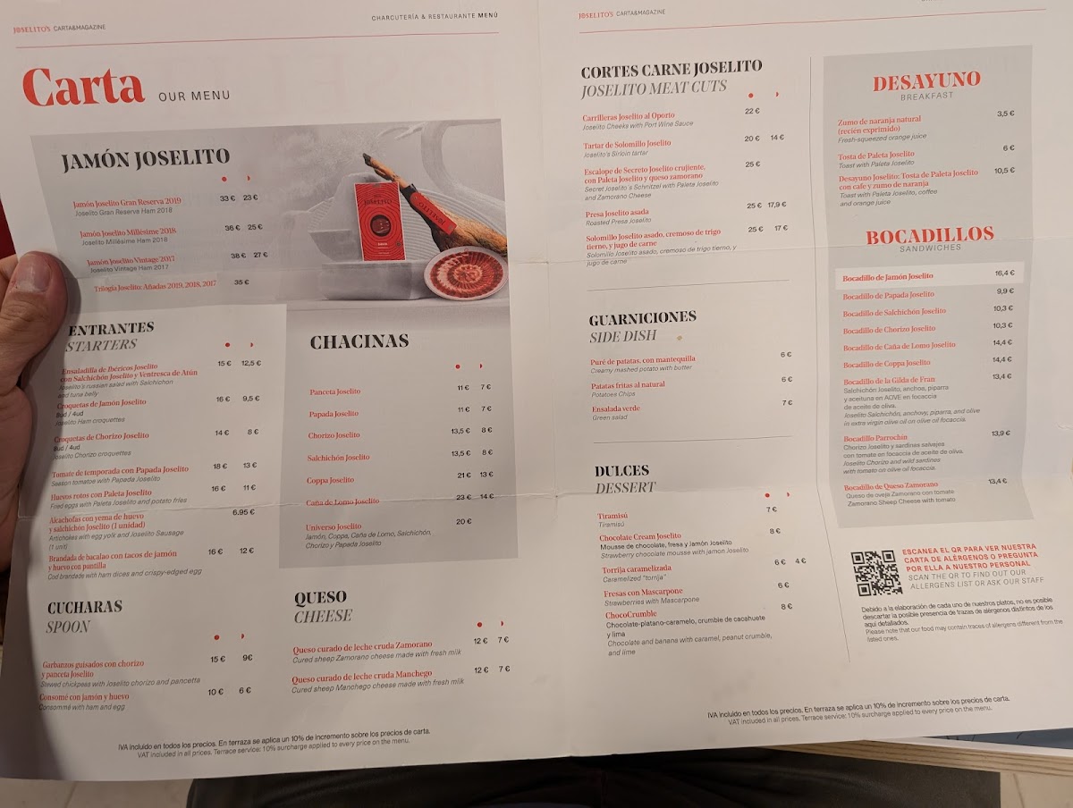 Menu Joselito's | Charcutería & Restaurante-1