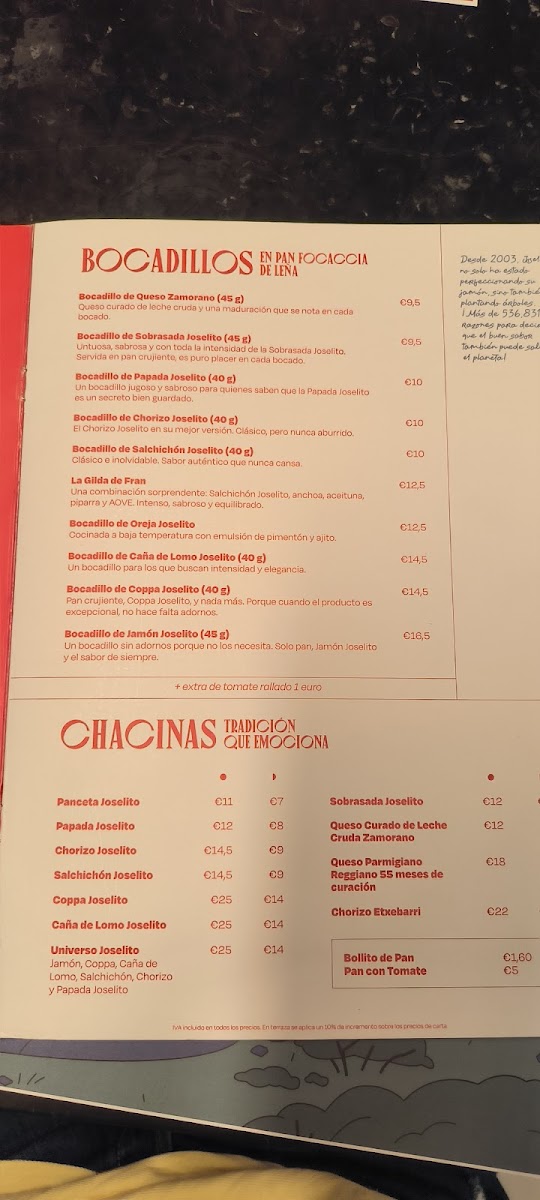 Menu Joselito's | Charcutería & Restaurante-7