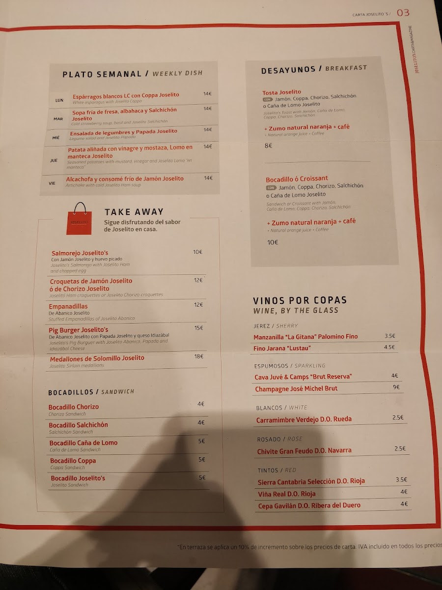 Menu Joselito's | Charcutería & Restaurante-8