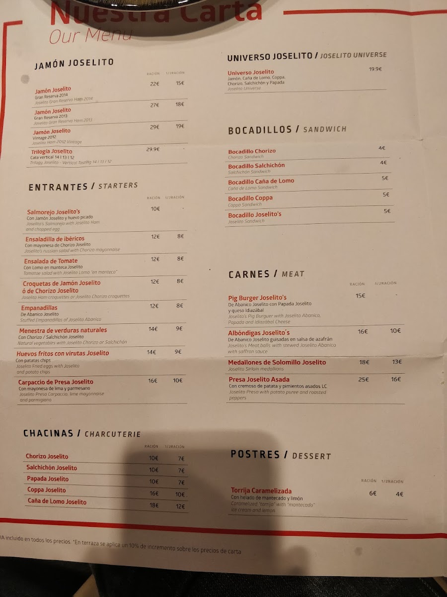 Menu Joselito's | Charcutería & Restaurante-9
