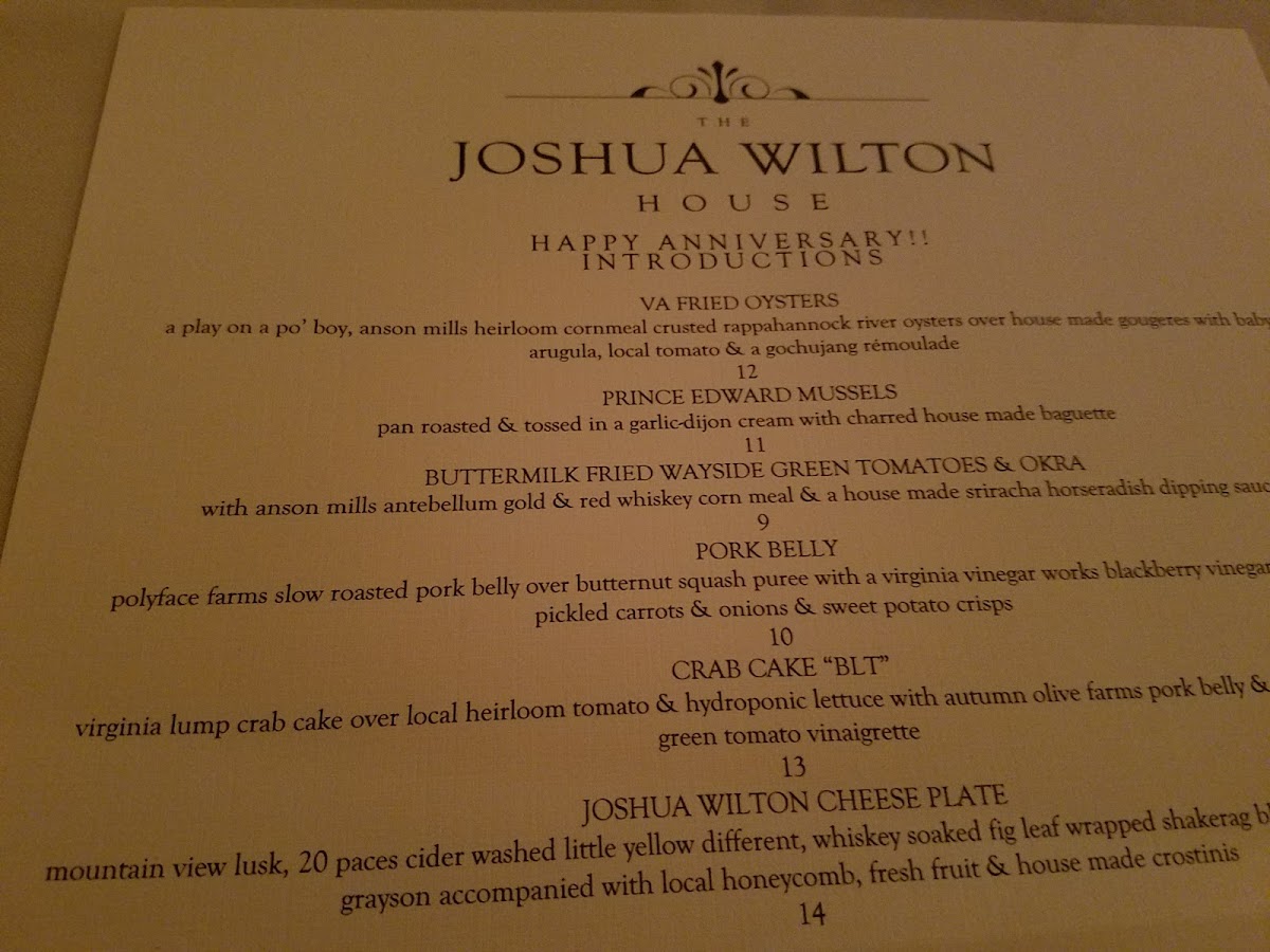 Menu Joshua Wilton House-10