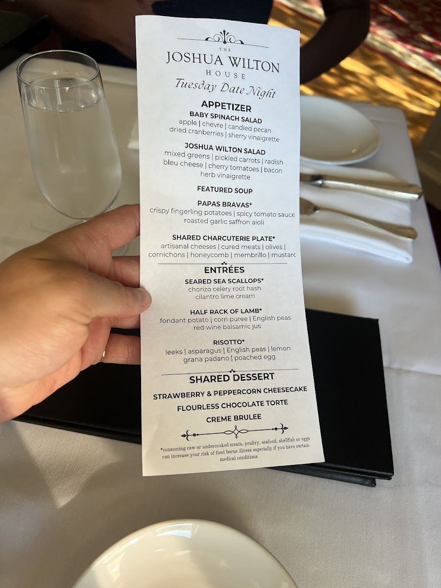 Menu Joshua Wilton House-2