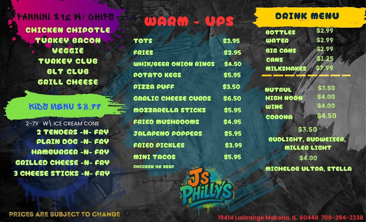 Menu J's Phillys-1
